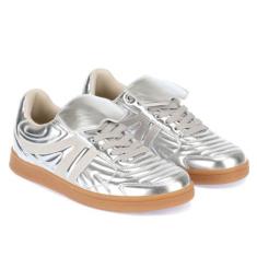 Imagem de PTUPLYU Tênis feminino moderno casual tênis confortável para caminhada, Prata, 36