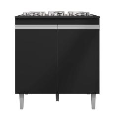 Imagem de Balcão de Cozinha para Cooktop com Tampo Preto Madrid Preto - Montanar