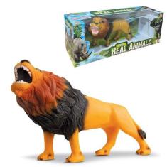 Imagem de Boneco Leão Real Animals Bee Toys Em Vinil Atóxico 15cm Crianças +2 An