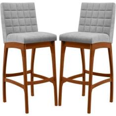 Imagem de Kit 02 Banquetas Altas Para Cozinha Sala De Jantar Fixa Mila L02 Boucl