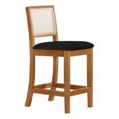 Imagem de Banqueta Alta em Tela Sextavada Assento Estofado Veludo Preto Rubi Mad