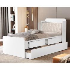 Imagem de Cama Bau Quarto Solteiro Tamires 98 Cm Com Auxiliar E Captonê
