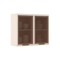 Imagem de Armário De Cozinha Modulado Connect 2 Portas C/Vidro 80cm Off White - Henn