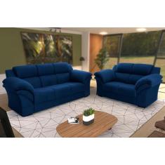 Imagem de Conjunto Sofá Windsor Velut Azul 3 e 2 Lugares 2,04m e 1,59m - King Ho