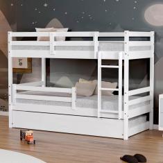 Imagem de Treliche Solteiro Eco com Grade de Proteção Madeira Maciça Branco Mobilistore