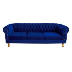 Imagem de Sofá Chesterfield Capitone Duque Suede Azul Marinho 1,80 - Novo Encant