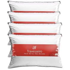 Imagem de Kit 4 Travesseiro Antialérgico Percal 180 Fios Ecoplumas Fibra Siliconada Macio Lavável 50x70x14cm BF Colchões