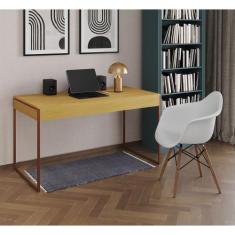 Imagem de Escrivaninha Home Office Estilo Industrial Malta Canela 137x53cm Base 