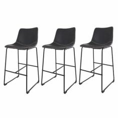 Imagem de Kit 3 Banquetas Altas Munich Preta