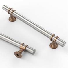 Imagem de Asidrama Pacote com 10 puxadores de armário de cozinha de níquel acetinado escovado e bronze champanhe, puxadores de armário de cozinha, puxadores de armário de cozinha, puxadores de gaveta