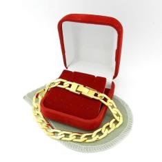 Imagem de Pulseira Masculina 18cm 8mm Largura Folheada Ouro PL279