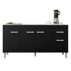 Imagem de Balcão De Pia Cozinha 4 Portas Gabriela 150 Cm Preto Fosco 1879 Sem Ta