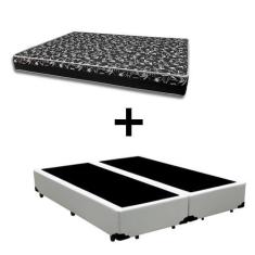 Imagem de Cama Box Casal 138 Bipartido - Tecido Sintético Branco Com Colchão Bel