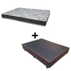 Imagem de Cama Box Viúva 128 Tecido Sintético Marrom Com Colchão Miller Bello Box - 100% Espuma - D33 Cinza 54x128x188