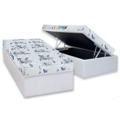Imagem de Conjunto Box Baú Solteiro: Colchão Espuma Luckspuma D28 Celebrity Pró Saúde + Base CRC Courano White(88x188)