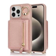 Imagem de Capa carteira de couro para iphone 15 14 13 12 11 Pro Max XS X XR Capa protetora de couro com suporte para cartões com zíper, rosa, para iphone 6 7 8