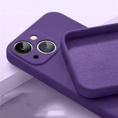 Imagem de Capa de telefone quadrada de silicone líquido para iPhone 13 14 Pro Capa para iPhone 14 11 13 12 Pro Max XR XS 7 8 Plus Capa traseira de proteção, roxo escuro, para iPhone 11