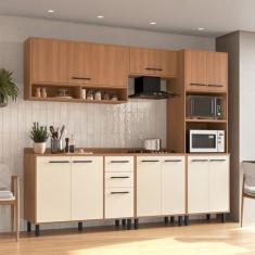 Imagem de Cozinha Modulada Havana 5 Peças com Tampo 11 Portas e 2 Gavetas Rovere/Champanhe