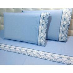 Imagem de Jogo Lençol Queen Barrado 4 Peças 100% Algodão 200 Fios - INGRID BORDA