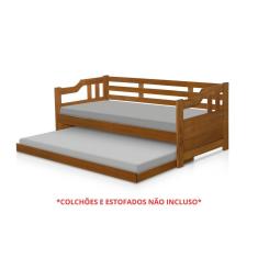 Imagem de Sofá Cama Solteiro Madeira Maciça com Cama Auxiliar Castanho