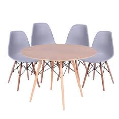 Imagem de Conjunto Mesa Eames Eiffel DSW Redonda Imbuia 90cm + 4 Cadeiras Eames 