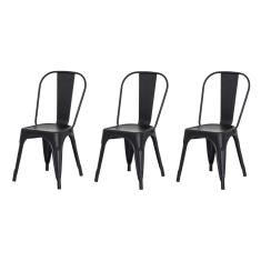 Imagem de Kit 3 Cadeiras Tolix Iron Design  Fosco Aço Industrial Sala Cozinha Jantar Bar