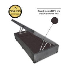 Imagem de Cama Box Baú Luxo Blindado Solteirão nk Camas Suede Cinza 41x96x203