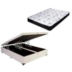 Imagem de Cama Box Baú Casal Bi-Partido Green Bege + Colchão Espuma D28 138X188x