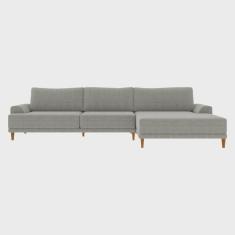 Imagem de Sofá com Chaise Direita 324cm Índico Linho Cinza G52 - Gran Belo
