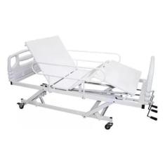 Imagem de Cama Hospitalar Idosos 3 Movimentos Manual Elevação De Altura + Colchã