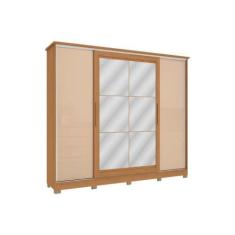 Imagem de Guarda Roupa 4 Portas de Correr (2 c/ Espelho) e 4 Gavetas c/ Pés CB01