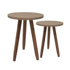 Imagem de Conjunto 2 Mesas De Canto Laterais Sofá Sala Mdf Pés Madeira Truffel