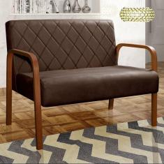 Imagem de Sofá 2 Lugares Namoradeira Lara Decoração Sala Quarto Recepção Marrom