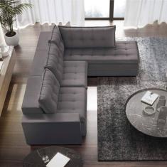 Imagem de Sofá Retrátil 3 Lugares com Chaise 366cm Presidente Estofart Cinza