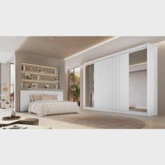 Imagem de Guarda Roupa Casal 3 Portas 6 Gavetas Flex Vitoria 100% Mdf Móveis Europa Com Espelho Branco