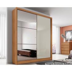 Imagem de Guarda Roupa Solteiro 2 Portas de correr 3 Gavetas c/Espelho Thor Plus Freijo Cumaru c/ Fendi - Novo Horizonte