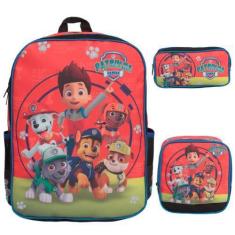 Imagem de Kit Mochila Infantil Menino Patrulha Canina Tam G 3 Pçs - Plike