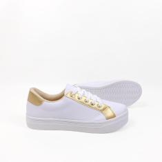 Imagem de Tênis LG Camilla Calçados Casual Ferradura Dourado Cadarço Feminino-Feminino