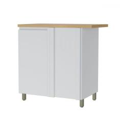 Imagem de Balcão de Cozinha de Canto Rainha 1 Porta 1 Prateleira 100% Mdf Branco/Natural - Nesher