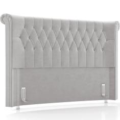 Imagem de Cabeceira Cama Box Casal 140cm Estofada Meora P05 Veludo Cinza - Lyam Decor