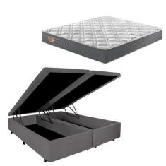 Imagem de Cama Box c/ Baú King Reforçado + Colchão Molas Ecoflex - Cama inHouse