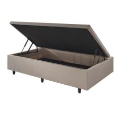 Imagem de Base Box Baú 96x203x34 Solteirão cm Linho Bege - Cama inHouse