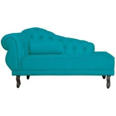 Imagem de Recamier Divã Namoradeira Larissa Lado Direito belo tok - Suede, Azul 