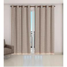 Imagem de Cortina Voil Xadrez Com Forro Blackout 2,80 X 2,30M Bege