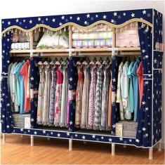 Imagem de Guarda-roupa portátil quarto para casa montagem de guarda-roupa de madeira maciça móveis de quarto duráveis ​​de grande capacidade para crianças armário de pano guarda-roupa armário de armazenamento