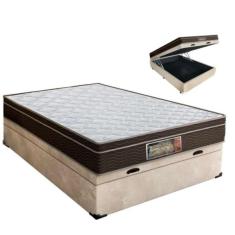 Imagem de Cama Box casal com baú + Colchão Molas Bonnel 1,38 x 1,88 x 20 cm com Borda perimetral
