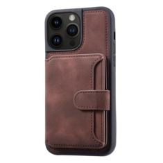 Imagem de Capa de couro com bolso para cartão, capa traseira tipo carteira para iphone 15 pro max 14 13 12 11 pro max 15 plus 14 pro, marrom, para iphone 13 pro