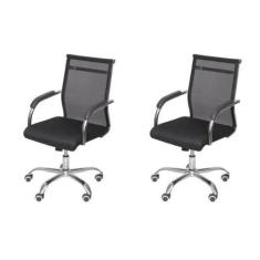 Imagem de Kit 2 Cadeiras para Escritorio Diretor Baixa Roma 3312 Preto