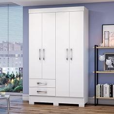 Imagem de Guarda Roupas Solteiro Com 4 Portas 2 Gavetas Sem Espelho BE12 Branco - Briz Móveis