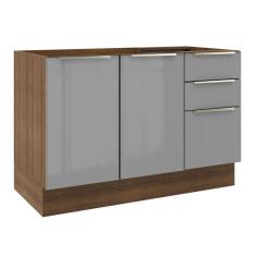 Imagem de Balcão Gabinete de Pia Madesa Lux 120 cm 2 Portas 3 Gavetas - Rustic/Cinza
